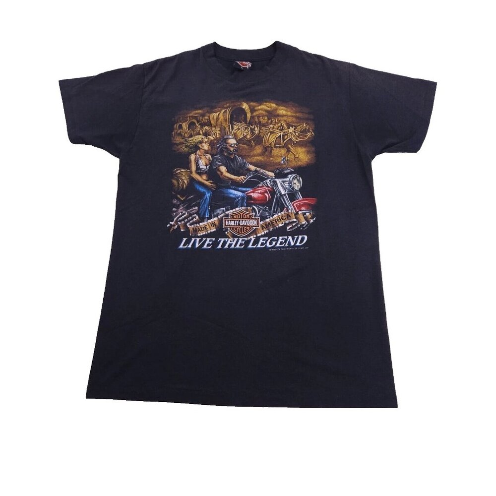 Vintage 90s 3d Emblem Harley Davidson Live The Legend shirt Size L Motorcycle Co